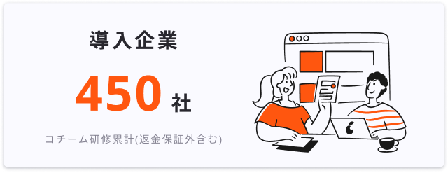 導入企業 450社 コチーム研修累計(返金保証外含む)